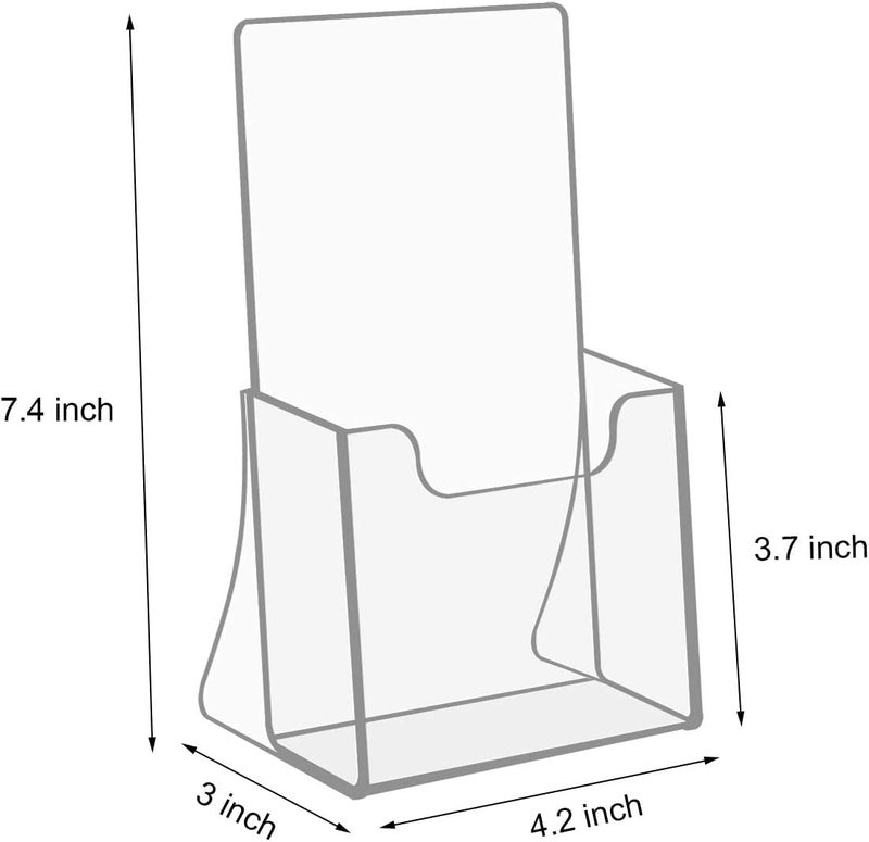 NIUBEE Acrylic Brochure Holder for 4â€™â€™ Trifold Pages, 50% Thicker Countertop Acrylic Literature Holder Plastic Flyer Display Stand for Magazine, Pamphlet, Booklets, Menu, Journals, 2 Pack - Image 2